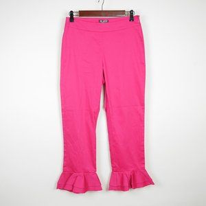 VENUS Hot pink stretch cropped capri pants ruffled